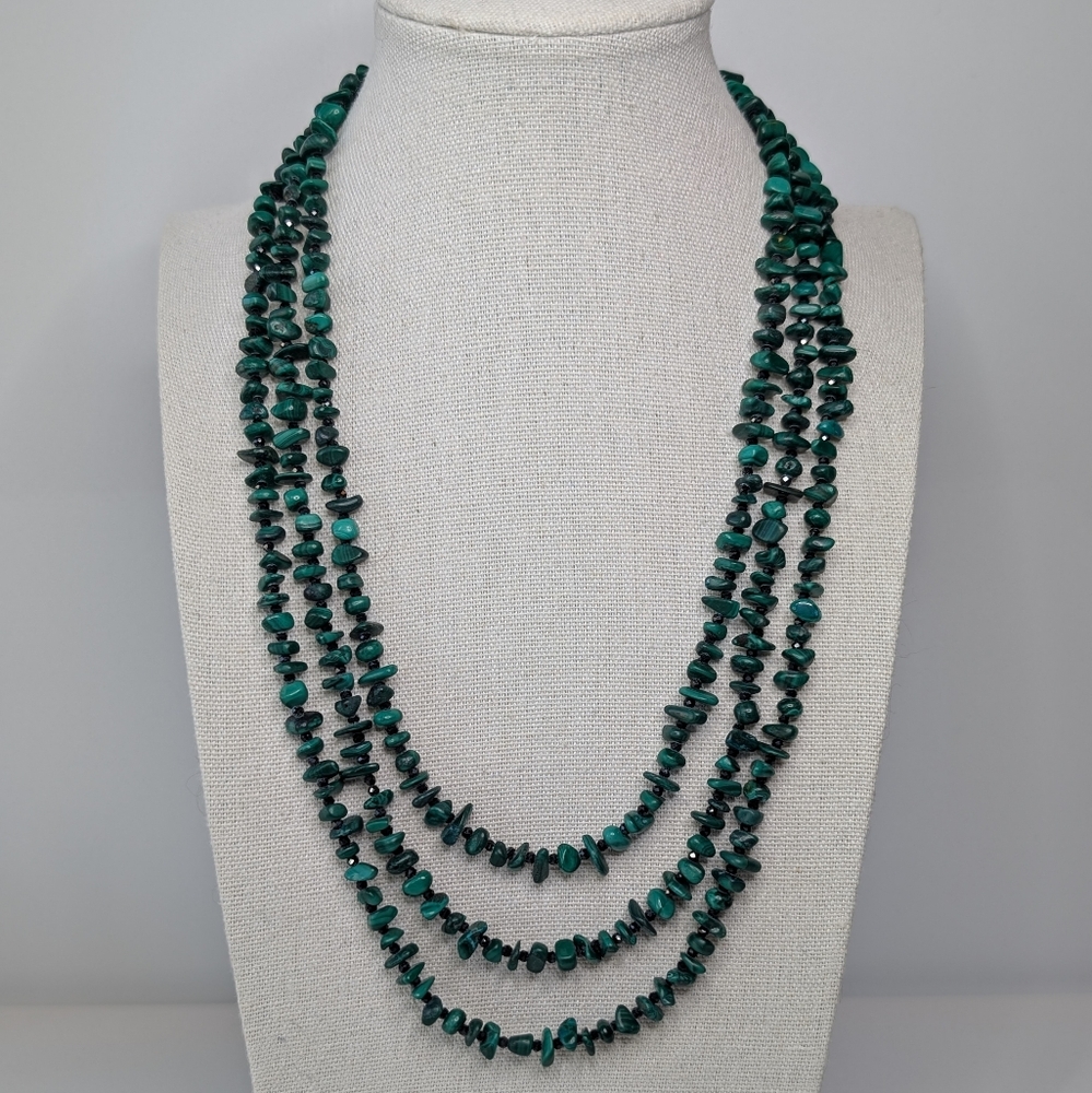 Jay King Malachite, Spinel, 925 Sterling Silver Gemstone 60" Necklace